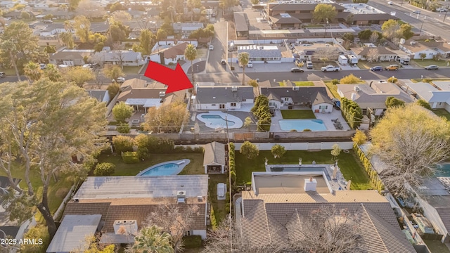 bird's eye view with a residential view