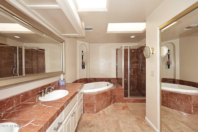23014 N 86th St, Scottsdale, AZ 85255 - bathroom featuring visible vents, vanity, a shower stall, and a garden tub
