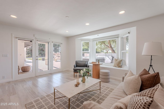 2724 W Colt Rd, Chandler, AZ 85224 - living area with baseboards, light wood-style flooring, recessed lighting, and french doors