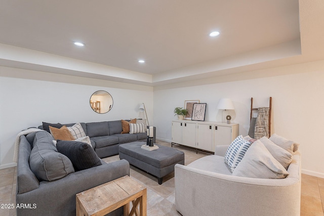 2724 W Colt Rd, Chandler, AZ 85224 - living area with a tray ceiling, baseboards, and recessed lighting