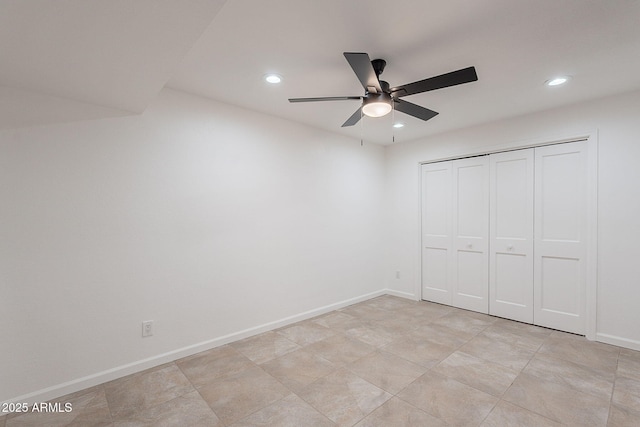 2724 W Colt Rd, Chandler, AZ 85224 - unfurnished bedroom featuring recessed lighting, baseboards, a ceiling fan, and a closet