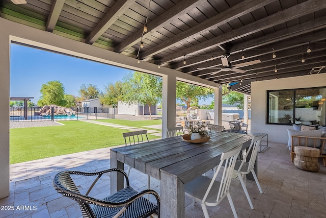 2724 W Colt Rd, Chandler, AZ 85224 - view of patio featuring a ceiling fan and outdoor dining space