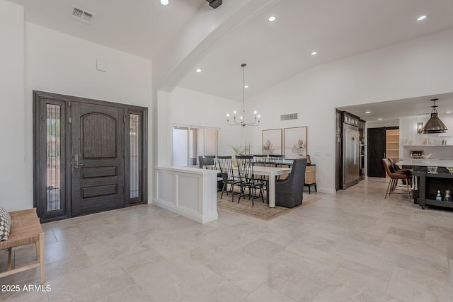 2724 W Colt Rd, Chandler, AZ 85224 - entryway with a chandelier, high vaulted ceiling, and recessed lighting