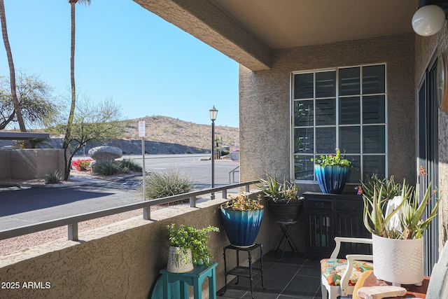 balcony with a mountain view