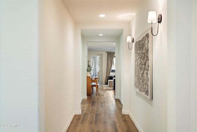 6954 W Maya Way, Peoria, AZ 85383 - hall featuring wood finished floors and recessed lighting