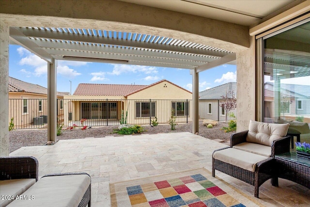 view of patio featuring a pergola