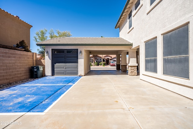 view of garage