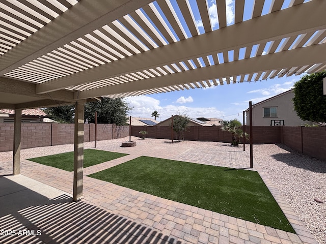 18629 W Fulton St, Goodyear, AZ 85338 - view of patio / terrace with a fenced backyard and a pergola