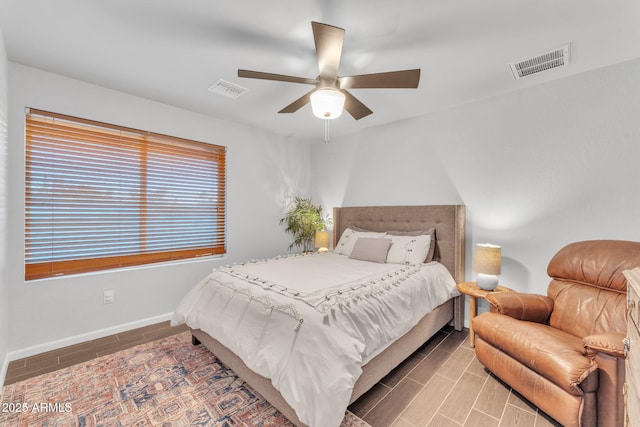 bedroom featuring ceiling fan