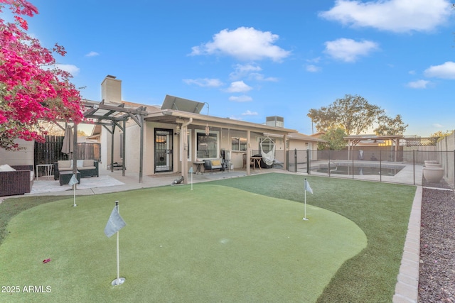 exterior space with a pergola and a patio