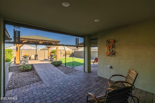 view of patio featuring a gazebo