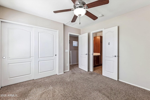 4380 E Renee Dr, Phoenix, AZ 85050 - unfurnished bedroom with light colored carpet, a closet, baseboards, and a ceiling fan