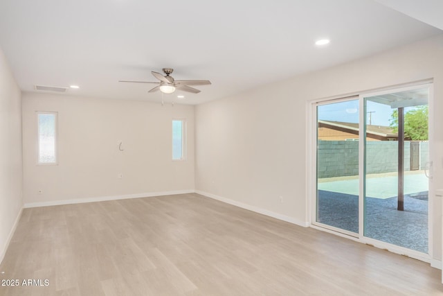 1906 N Evergreen St, Chandler, AZ 85225 - empty room featuring ceiling fan, light wood-style flooring, baseboards, and recessed lighting