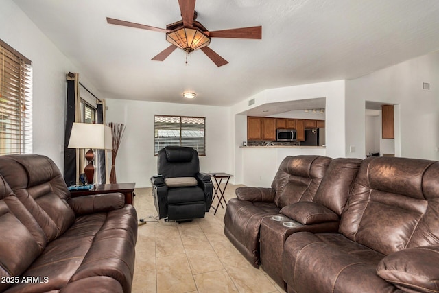 5220 W Desert Ln, Laveen, AZ 85339 - living area with ceiling fan and light tile patterned floors