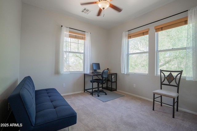 34979 N 30th Ave, Phoenix, AZ 85086 - home office with plenty of natural light, a ceiling fan, carpet flooring, and baseboards