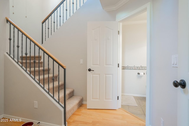 34979 N 30th Ave, Phoenix, AZ 85086 - staircase with ornamental molding, baseboards, and wood finished floors