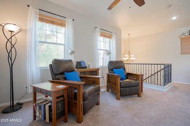 34979 N 30th Ave, Phoenix, AZ 85086 - living area with plenty of natural light, carpet, a ceiling fan, and a chandelier