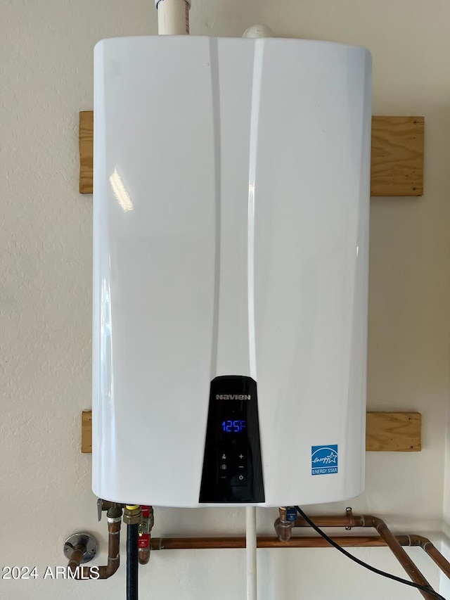 interior details featuring tankless water heater