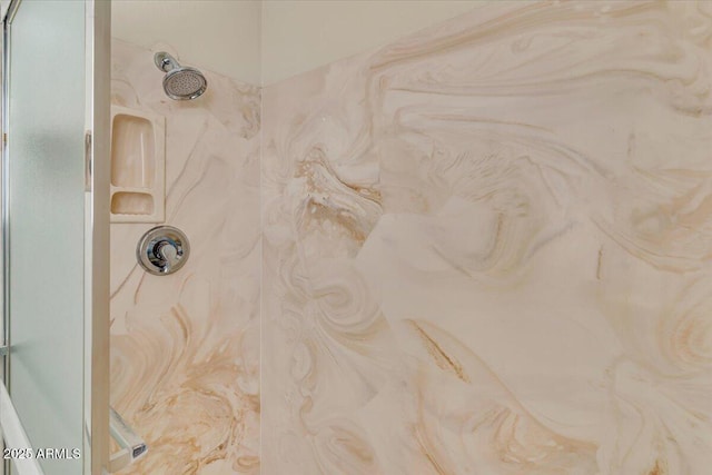 details with a marble finish shower