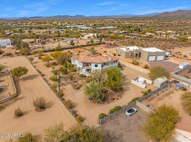 birds eye view of property featuring a residential view and a mountain view