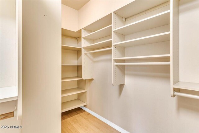 spacious closet with wood finished floors