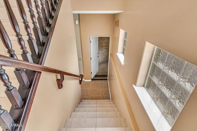 staircase with carpet