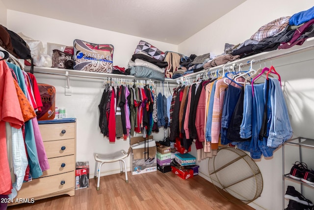 walk in closet featuring hardwood / wood-style flooring