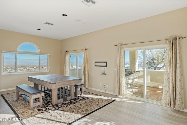 dining room featuring light wood-type flooring and a wealth of natural light