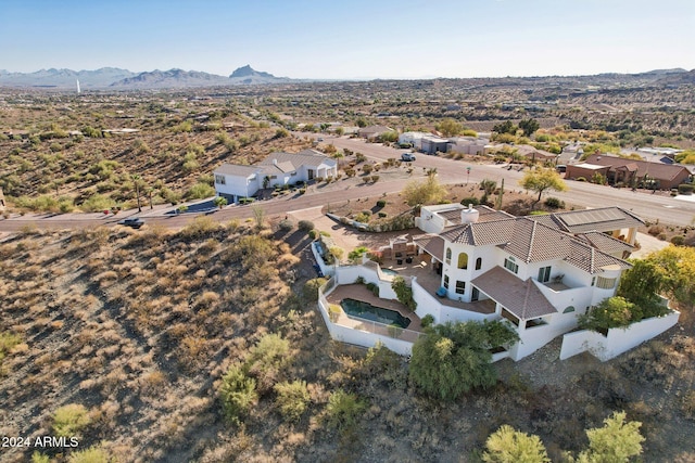 drone / aerial view with a mountain view