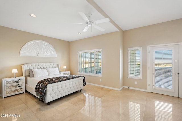 bedroom featuring ceiling fan