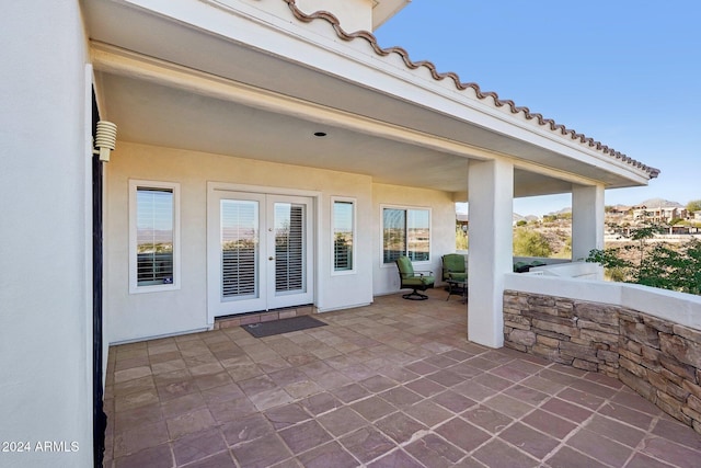 view of patio / terrace featuring french doors