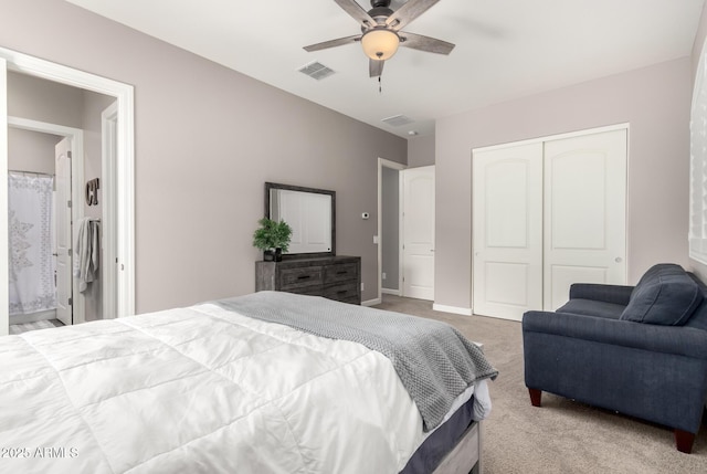 10542 W Electra Ln, Peoria, AZ 85383 - bedroom featuring carpet flooring, a closet, baseboards, a ceiling fan, and connected bathroom