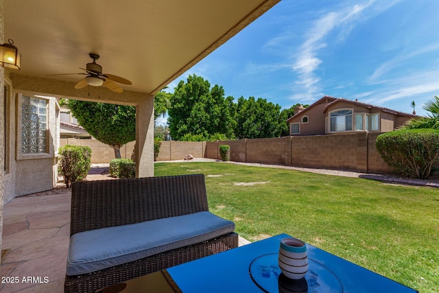 7231 W Lone Cactus Dr, Glendale, AZ 85308 - view of yard featuring ceiling fan and a patio area