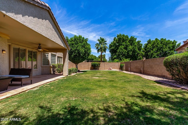 7231 W Lone Cactus Dr, Glendale, AZ 85308 - view of yard featuring ceiling fan and a patio area