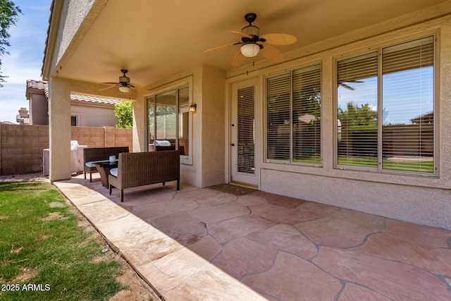 7231 W Lone Cactus Dr, Glendale, AZ 85308 - view of patio with ceiling fan and outdoor lounge area