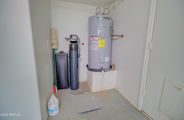 utility room with water heater