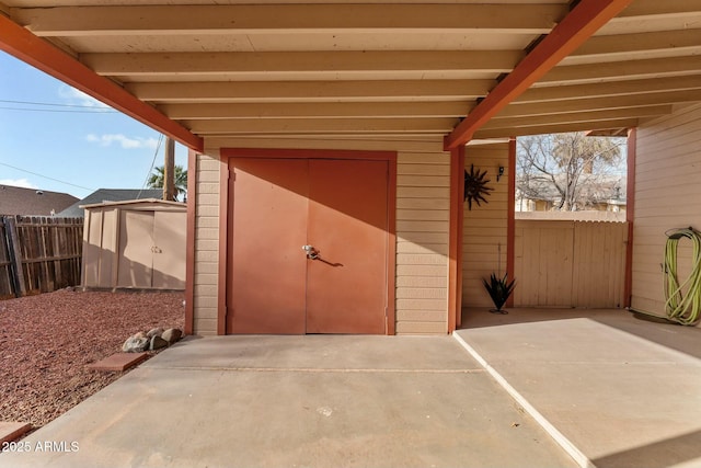 view of shed featuring a fenced backyard