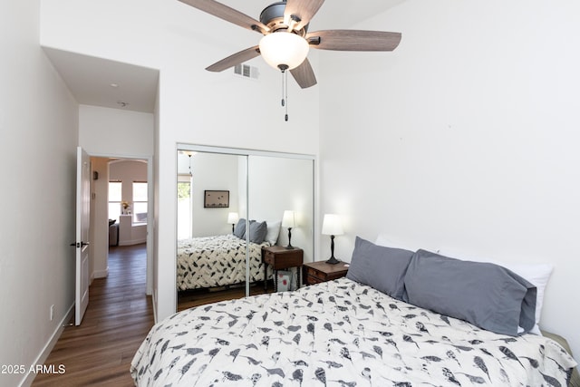 9791 N 118th Way, Scottsdale, AZ 85259 - bedroom with wood finished floors, a closet, and ceiling fan