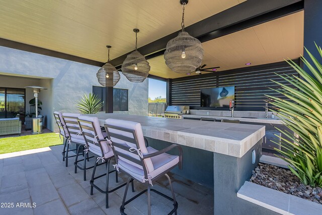 33766 N 86th St, Scottsdale, AZ 85266 - view of patio with grilling area, exterior kitchen, and ceiling fan