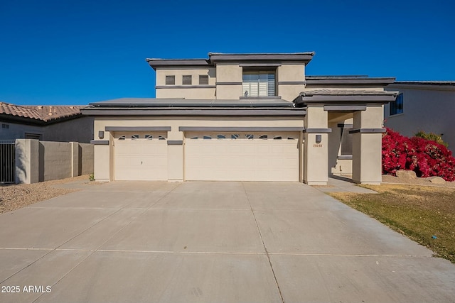 prairie-style house with a garage