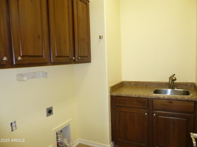 6687 S Banning St, Gilbert, AZ 85298 - laundry area featuring electric dryer hookup, cabinet space, and baseboards