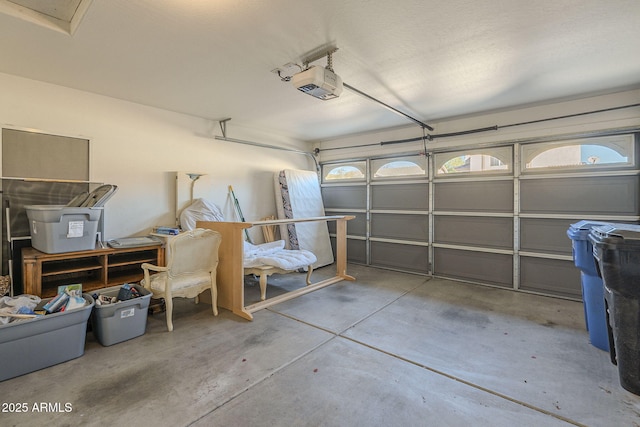 garage with a garage door opener