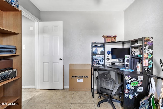 home office featuring light tile patterned floors