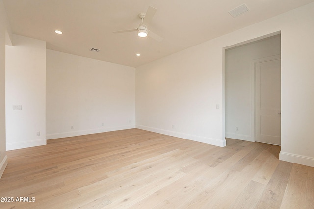 6832 N 178th Ln, Waddell, AZ 85355 - spare room with visible vents, baseboards, light wood-style flooring, recessed lighting, and ceiling fan