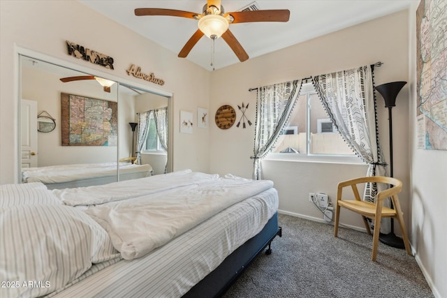 1924 S Rome St, Gilbert, AZ 85295 - bedroom featuring carpet, a closet, a ceiling fan, and baseboards