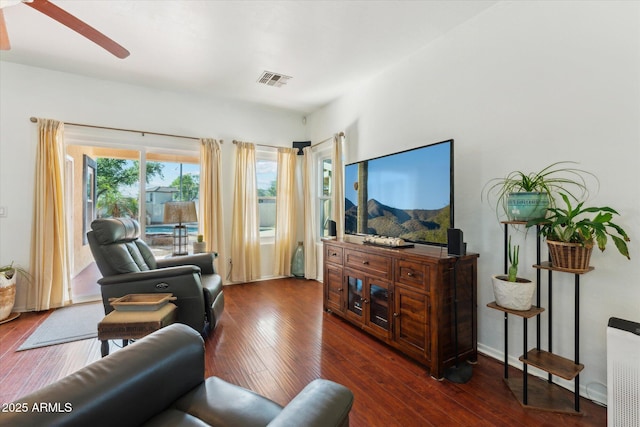 1924 S Rome St, Gilbert, AZ 85295 - living area featuring ceiling fan and hardwood / wood-style flooring