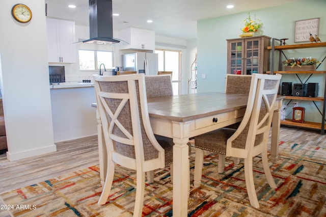 dining room with light hardwood / wood-style flooring