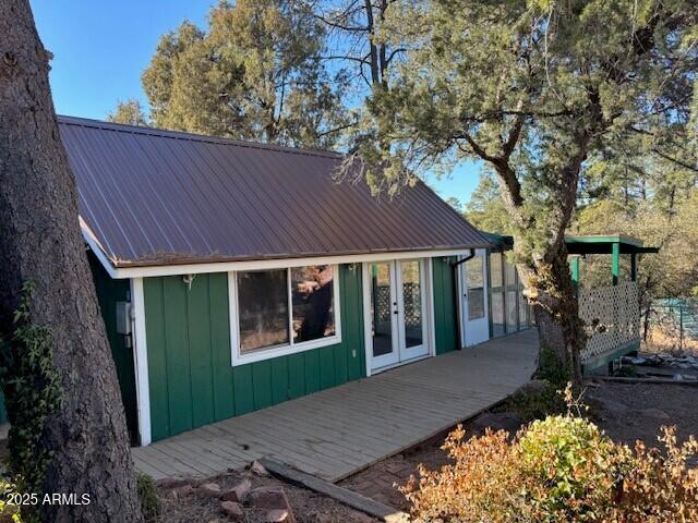 back of house with french doors