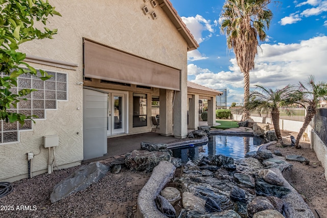 2535 N Pinnule Cir, Mesa, AZ 85215 - view of pool featuring a fenced backyard, a patio, and french doors