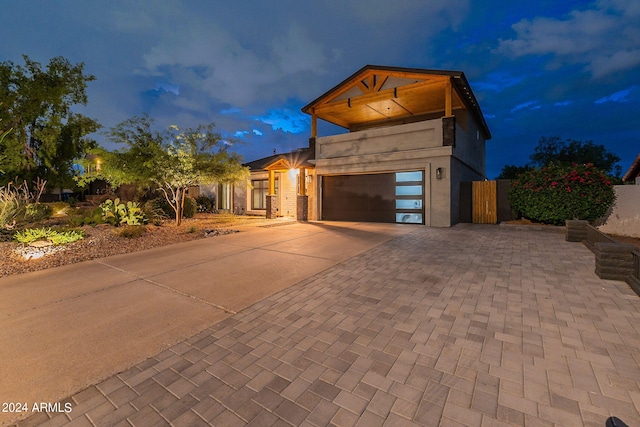 contemporary house featuring a garage